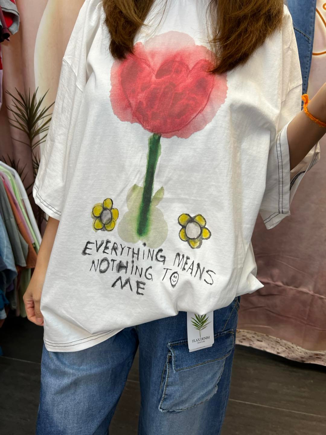 #7040 夏季水彩畫花花印花棉料TEE - Image 5
