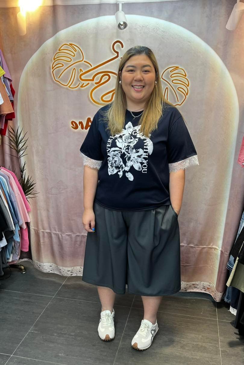#7070 夏季深藍色冰絲棉料TEE