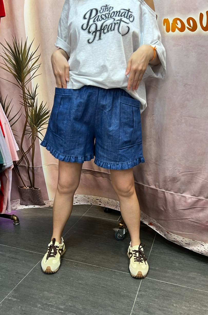 #7067 夏季斜紋布波浪腳短褲 - Image 4