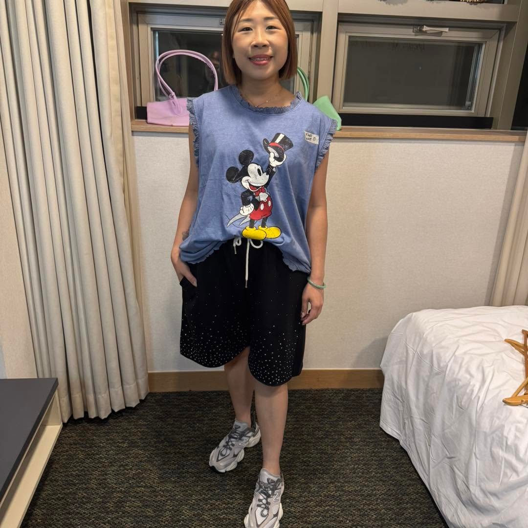 #7087 夏季米奇洗水藍棉料背心TEE - Image 10