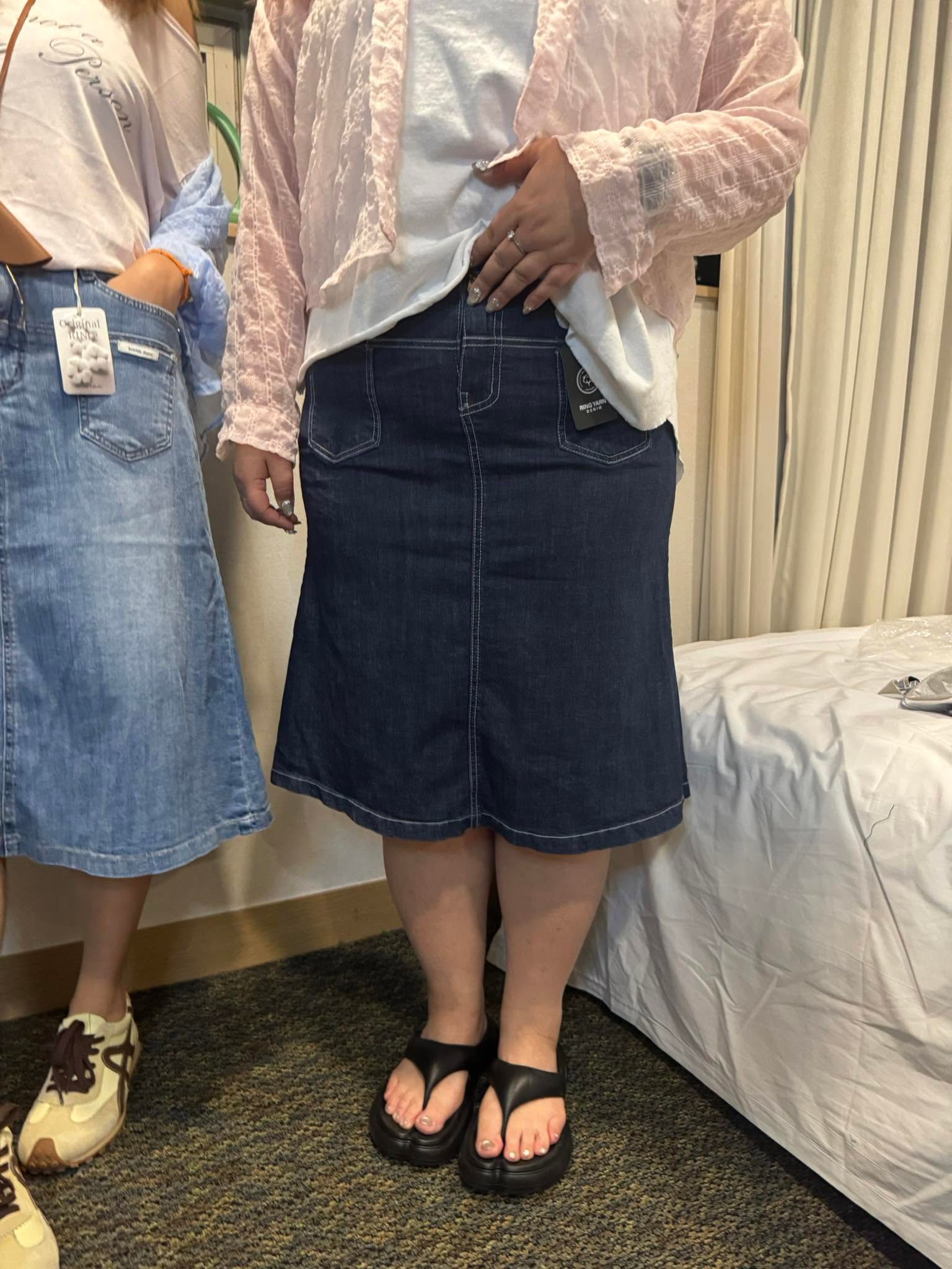 #7074 夏季薄料彈性半截牛仔裙 (S-XL) - Image 10