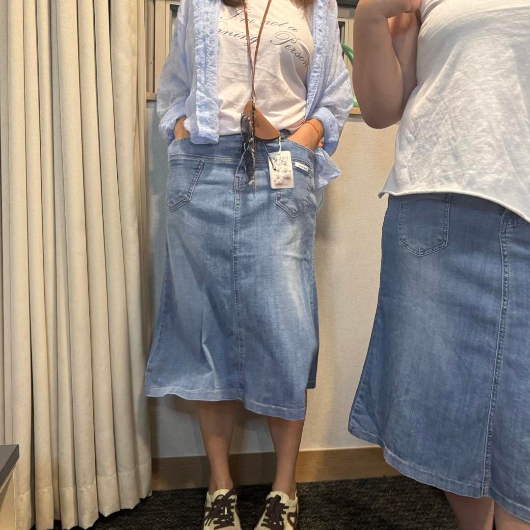 #7074 夏季薄料彈性半截牛仔裙 (S-XL) - Image 9