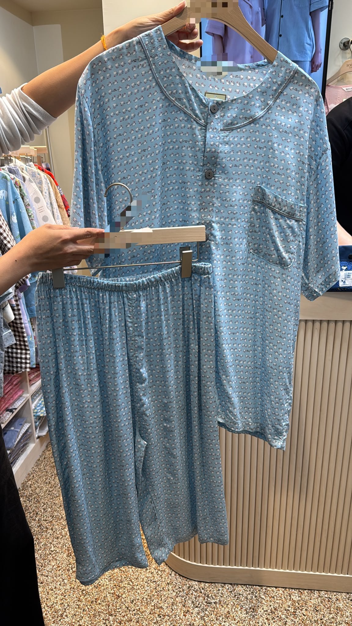 #7133 小鳥印花冰絲棉料睡衣套裝 - Image 2