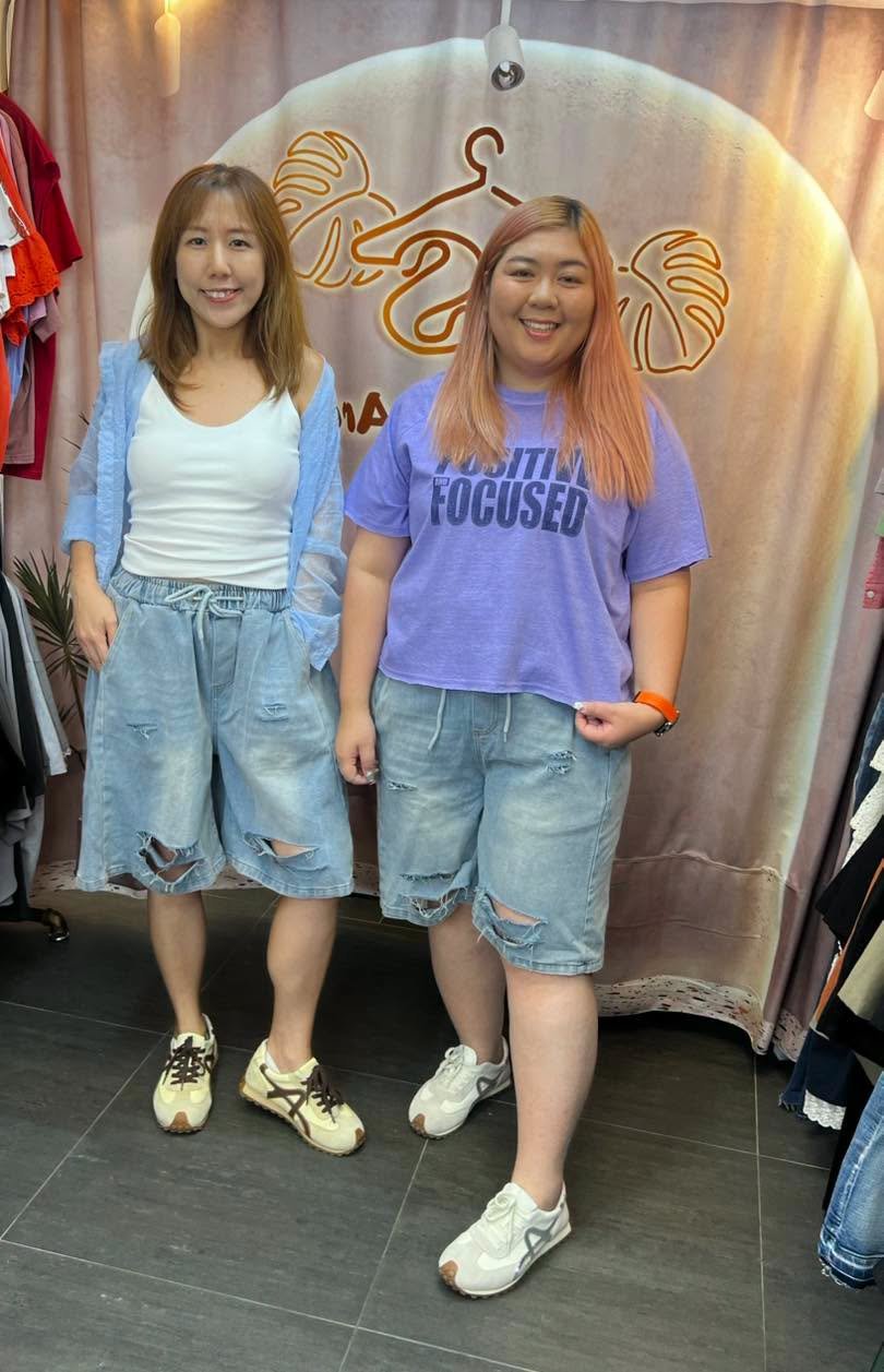 #7161 夏季淺藍色破洞牛仔短褲