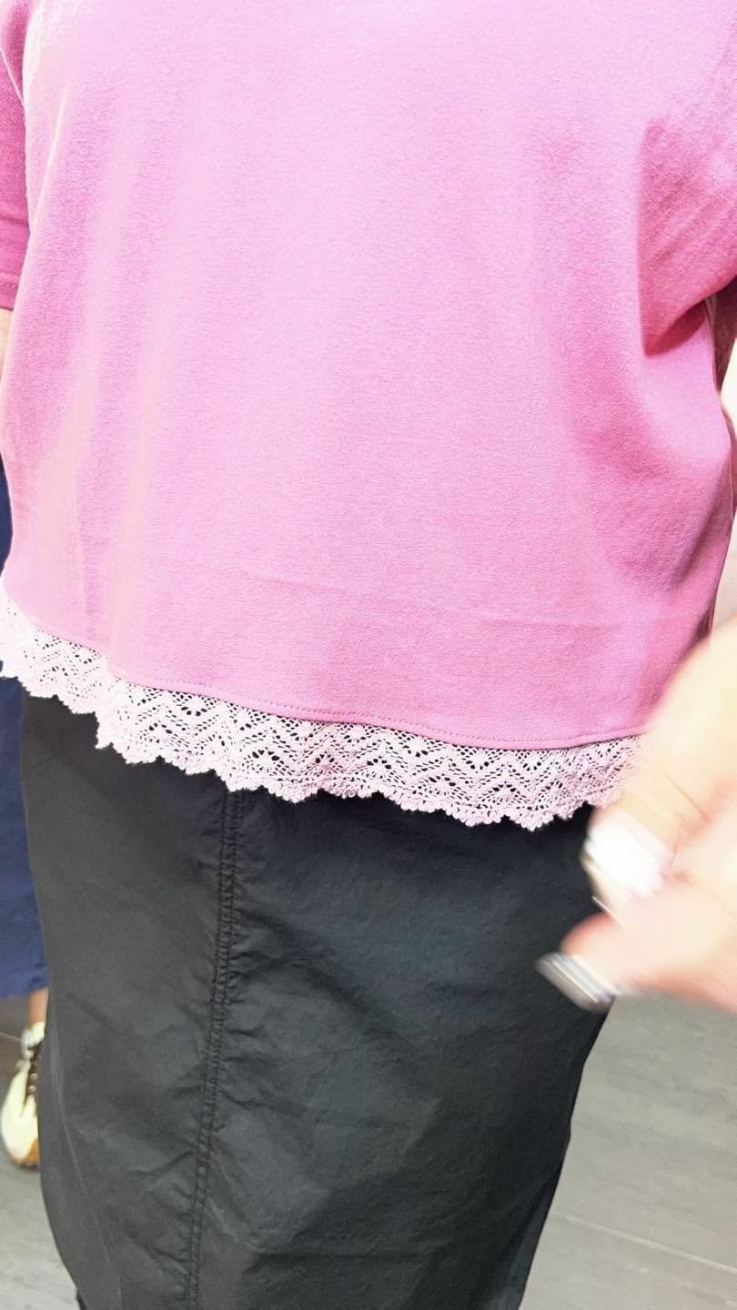 #7217 夏季V領下擺喱士拼布棉料TEE - Image 5