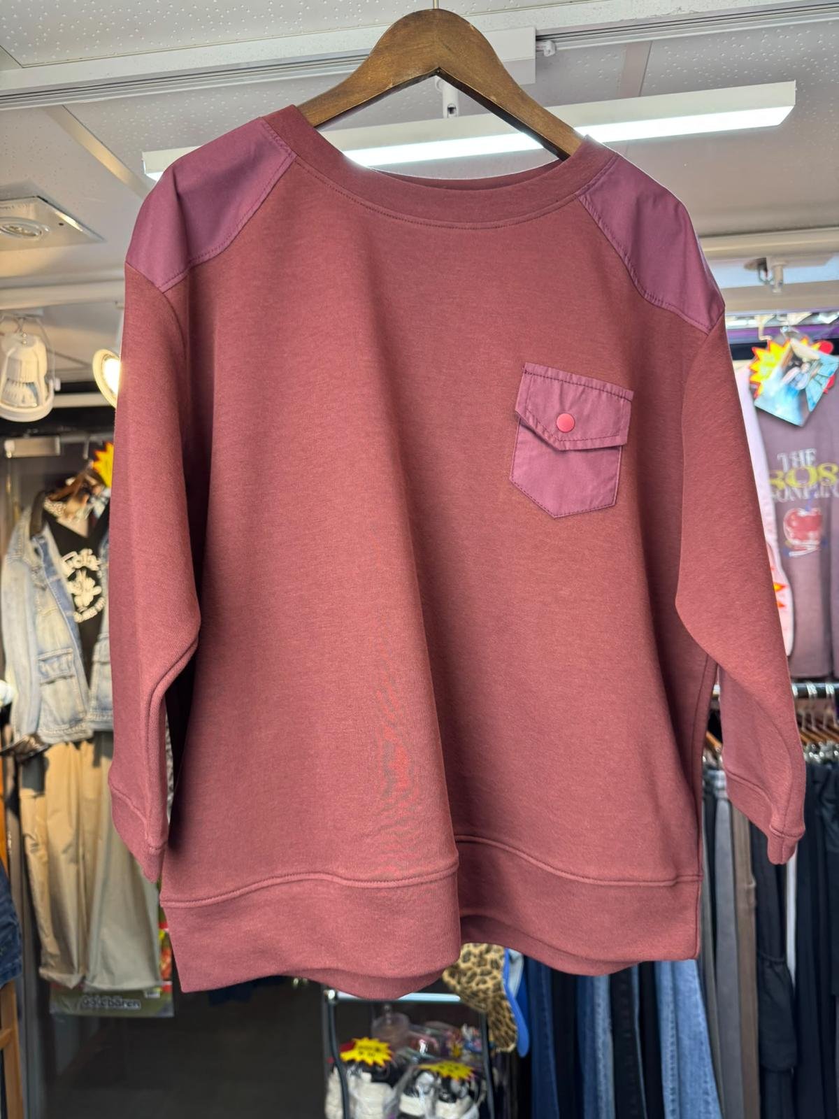 #7325 秋季中袖拼布棉料TEE - Image 7