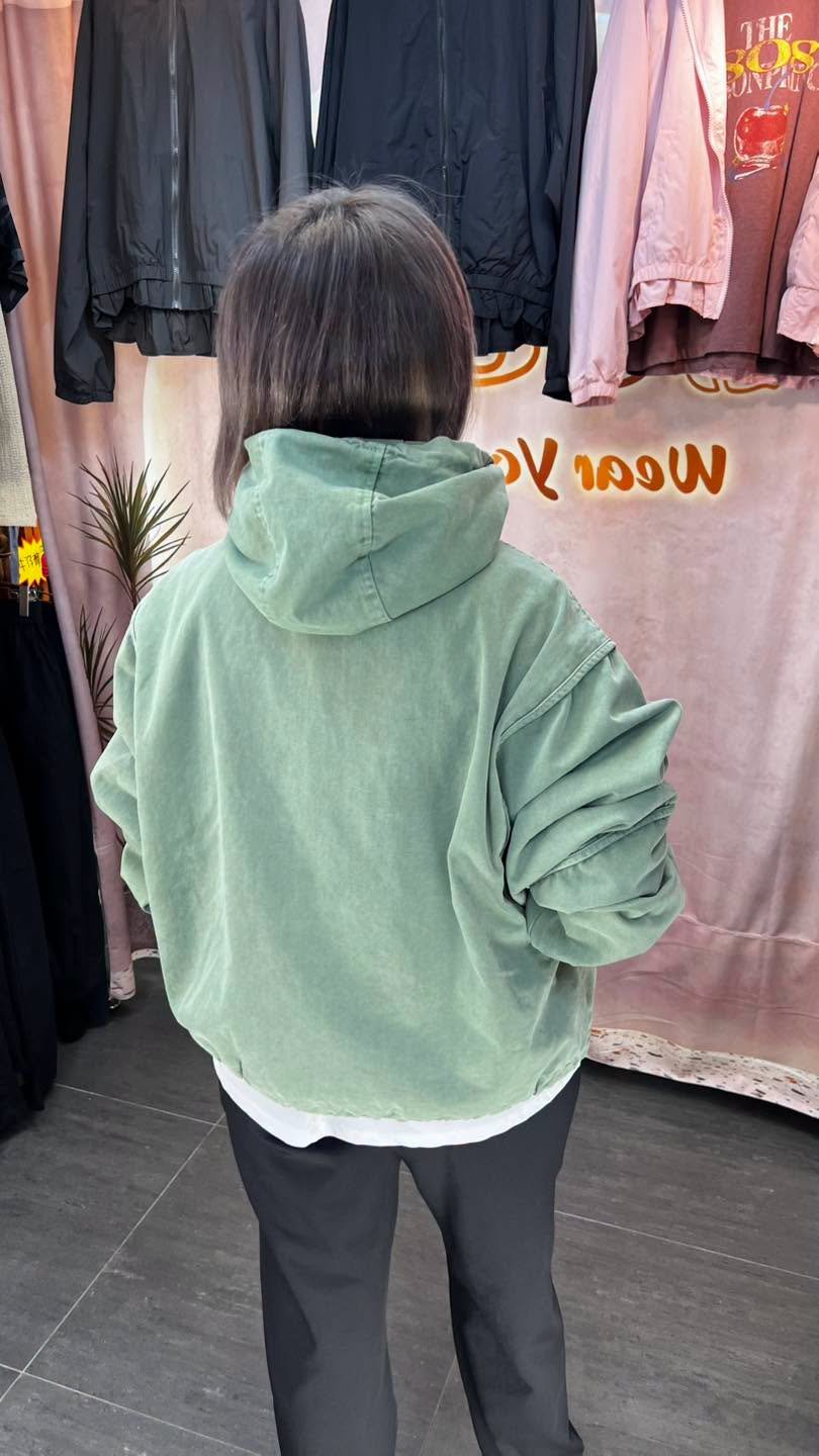 #7284 秋季有帽拉鍊款扯布外套 - Image 8