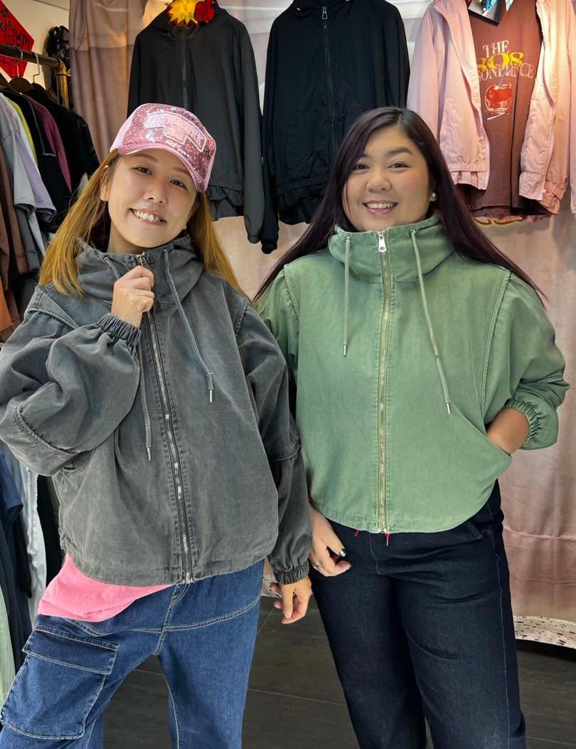 #7284 秋季有帽拉鍊款扯布外套
