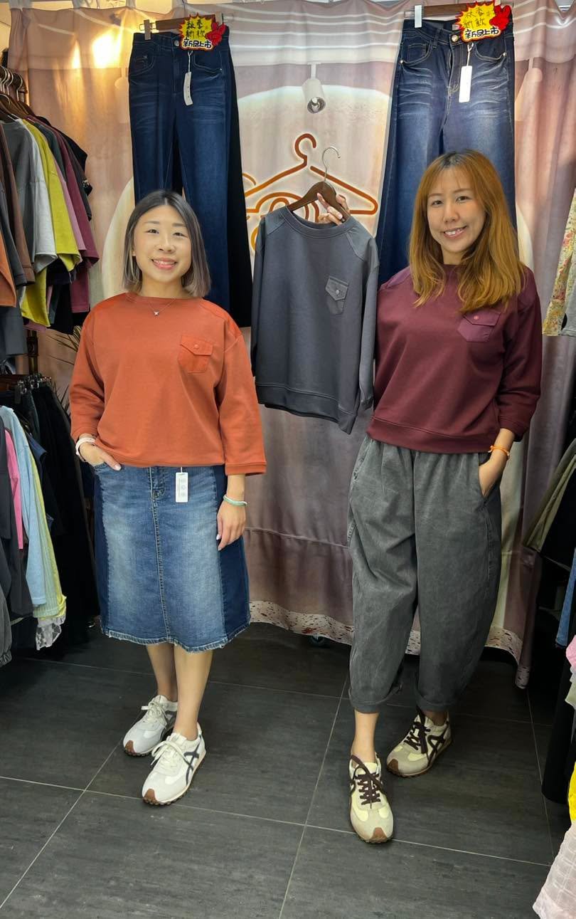 #7325 秋季中袖拼布棉料TEE