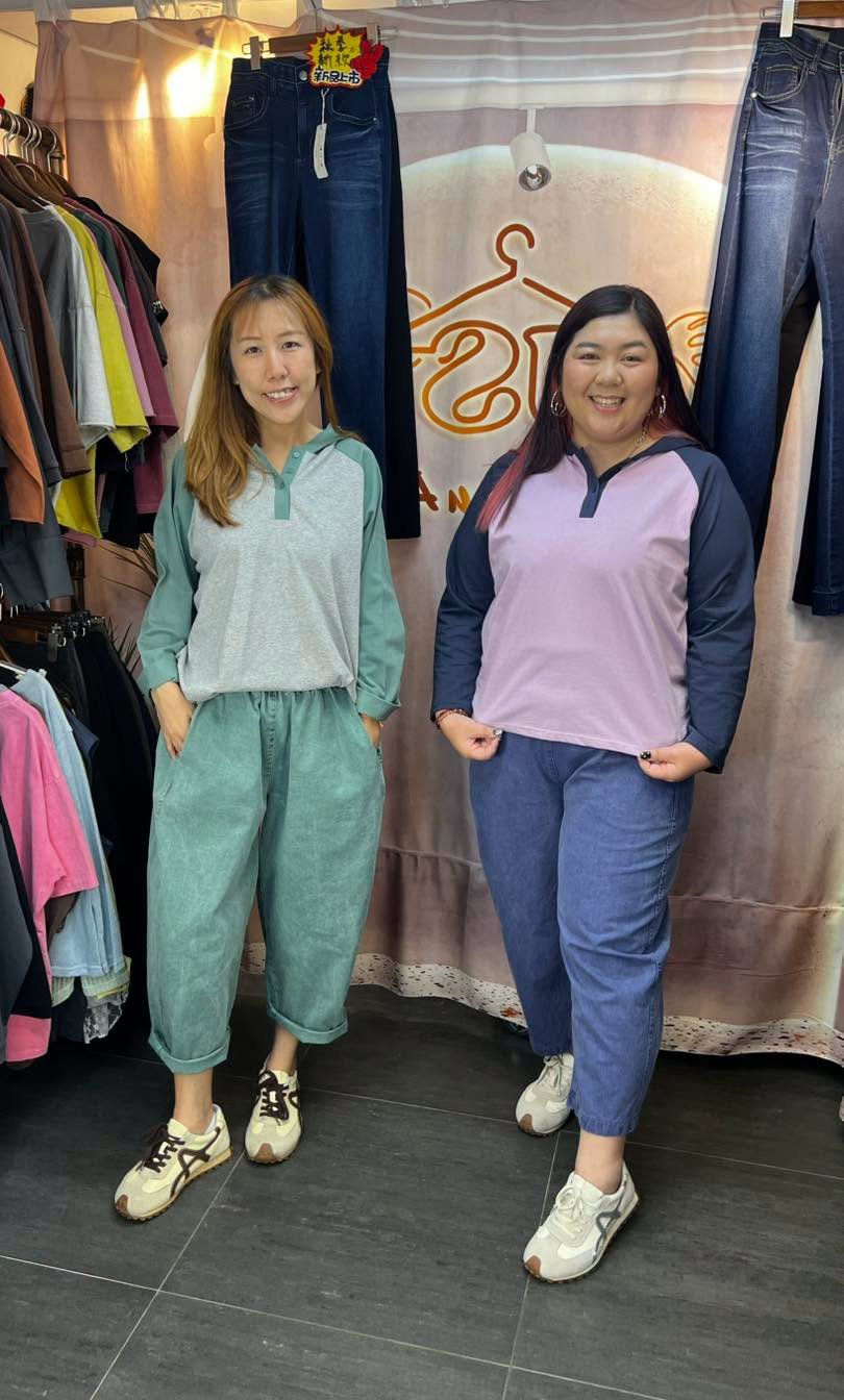 #7360 秋季有帽拼色棉TEE