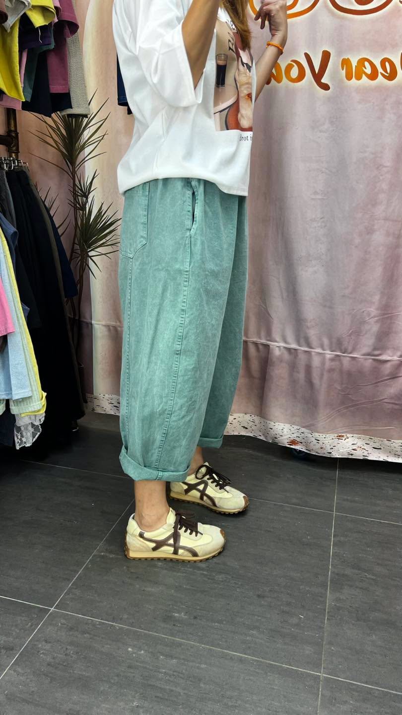 #7355 秋季洗水色蘿蔔形斜紋布褲 - Image 5