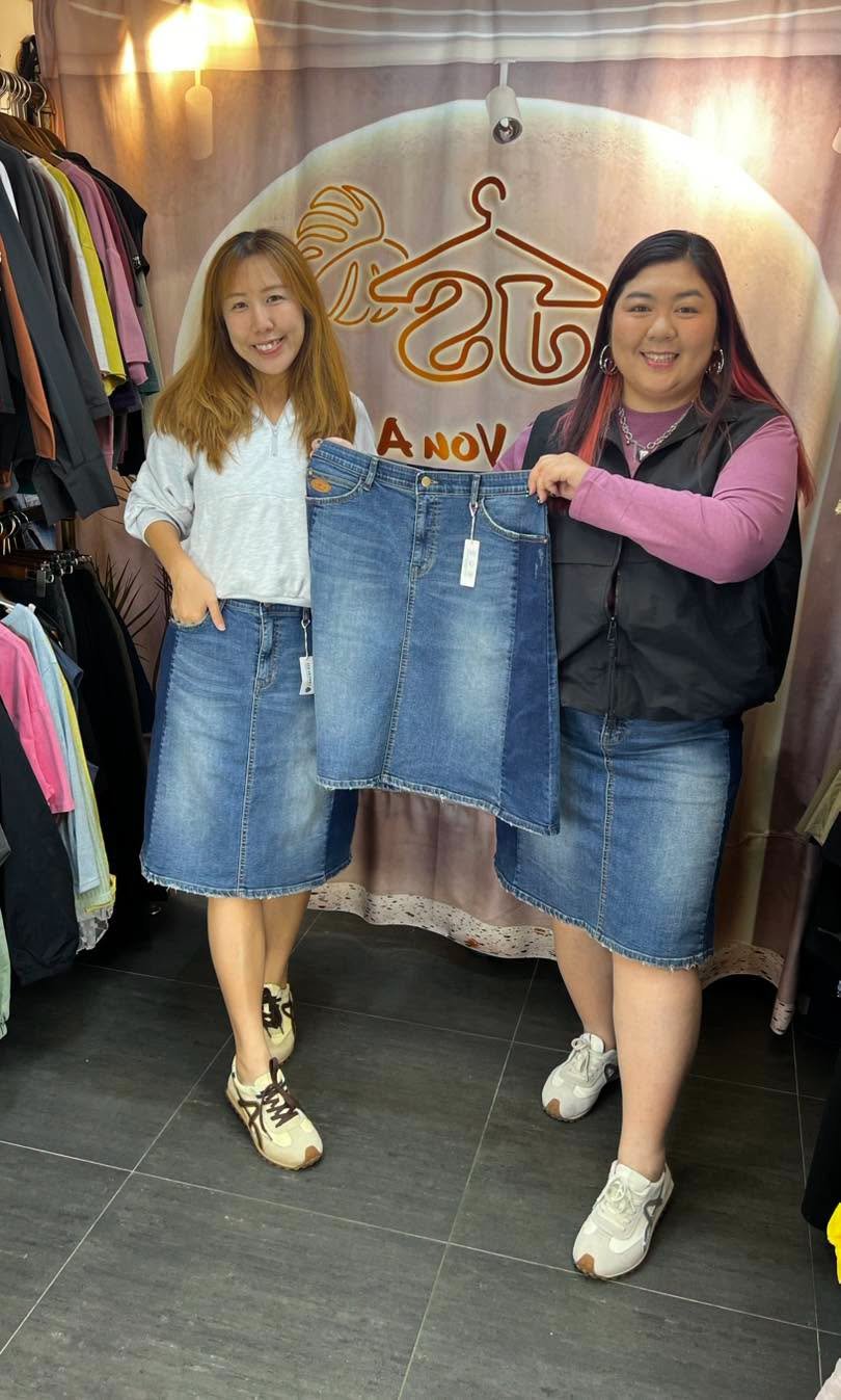 #7366 秋季藍色側骨洗水半截牛仔裙 (S-2XL)