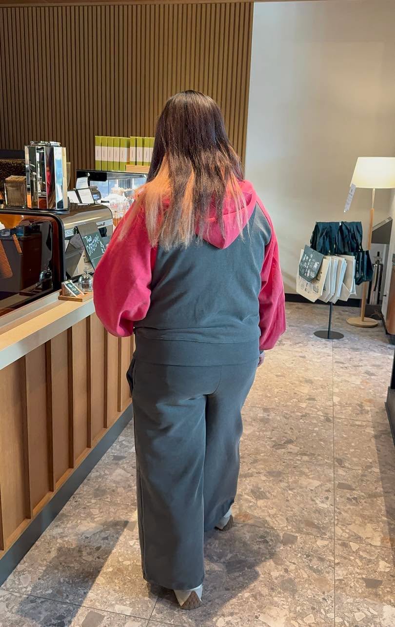 #7478/7479 秋冬季洗水珠地棉料衛衣外套/直筒褲套裝 - Image 3